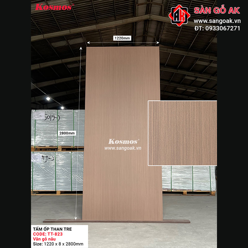 Tấm ốp than tre Kosmos vân gỗ nâu TT-823
