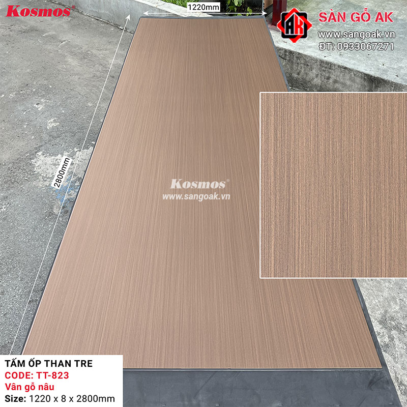 Tấm ốp than tre Kosmos vân gỗ nâu TT-823