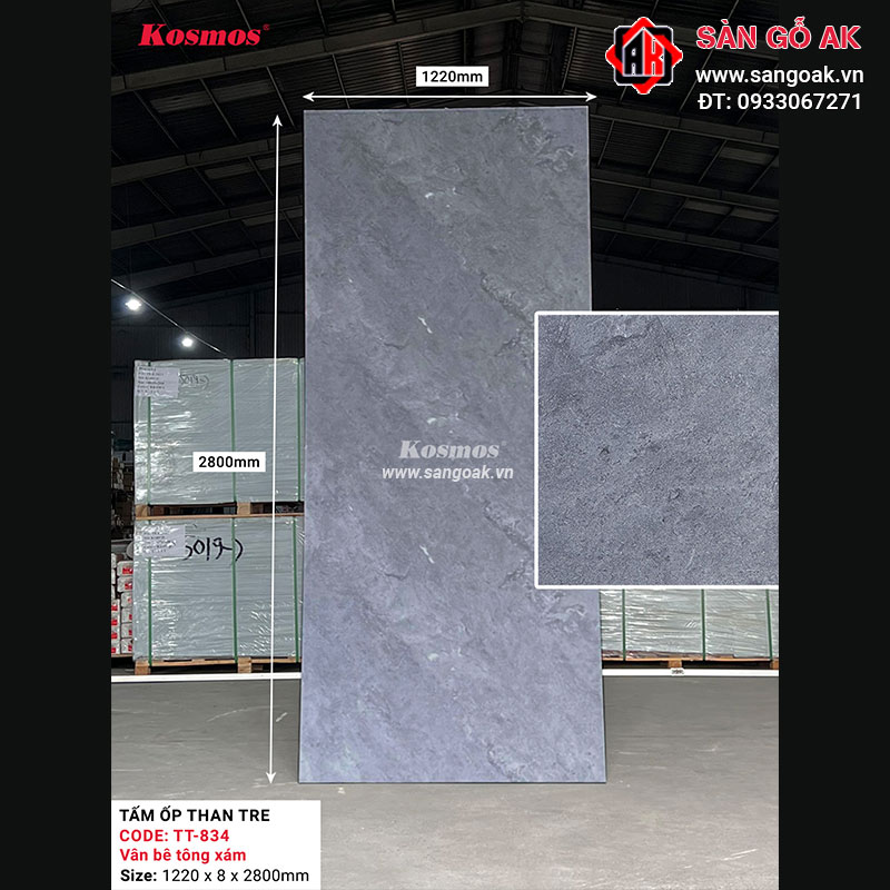 Tấm ốp than tre Kosmos vân bê tông TT-834