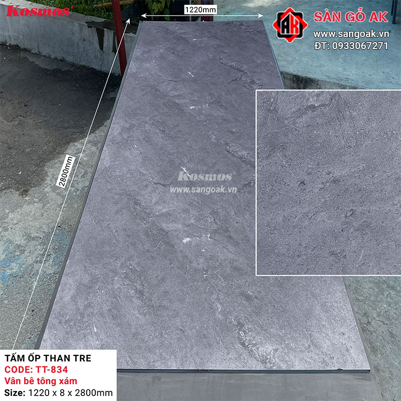 Tấm ốp than tre Kosmos vân bê tông TT-834