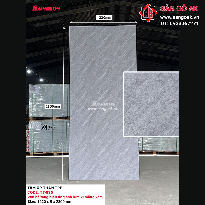 Tấm ốp than tre Kosmos vân bê tông TT-835