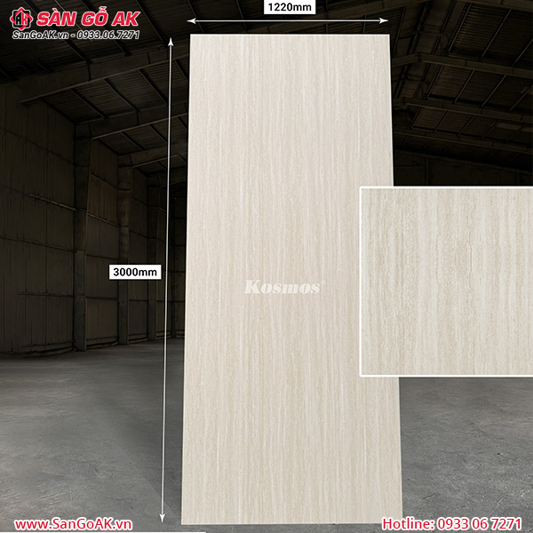 Tấm ốp than tre Kosmos vân đá travertine vàng kem TT-863