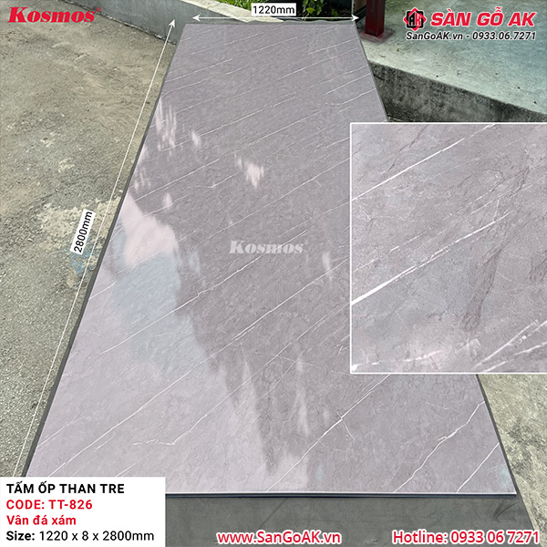 Tấm ốp than tre Kosmos vân đá xám TT-826