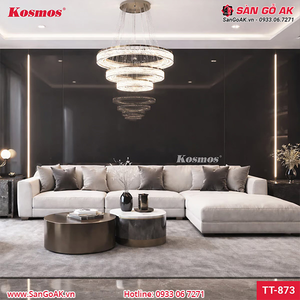 Tấm ốp than tre Kosmos vân đơn sắc PET xám đậm TT-873