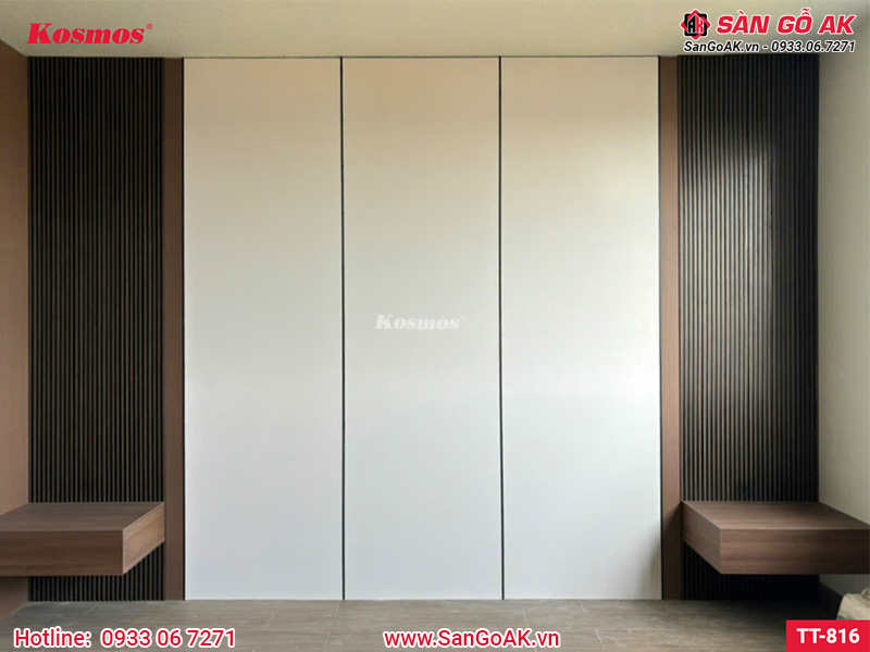 Tấm ốp than tre Kosmos đơn sắc trắng TT-816