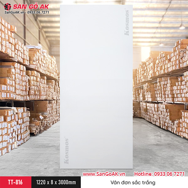 Tấm ốp than tre Kosmos đơn sắc trắng TT-816