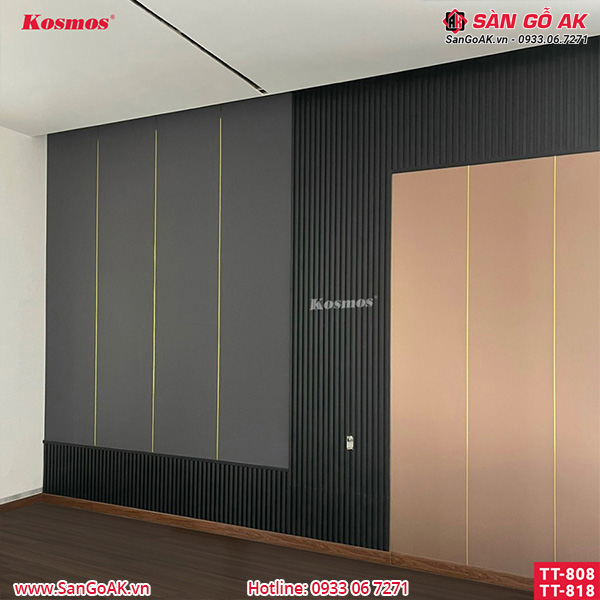 Tấm ốp than tre Kosmos đơn sắc xám TT-818