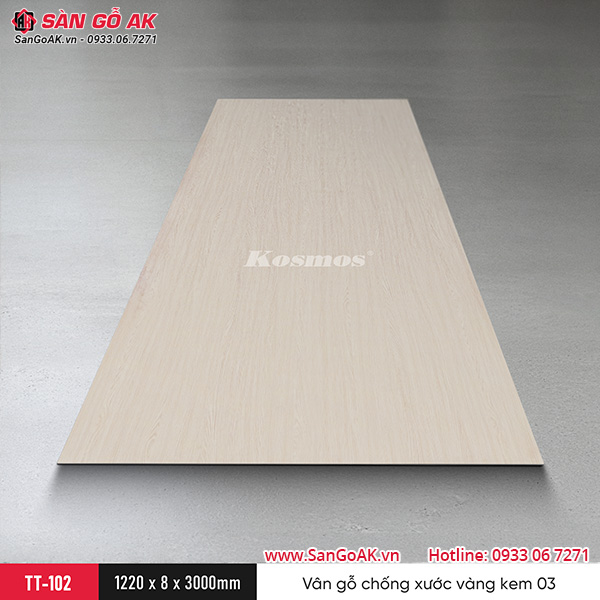 Tấm ốp than tre Kosmos vân gỗ chống xước vàng kem TT-102