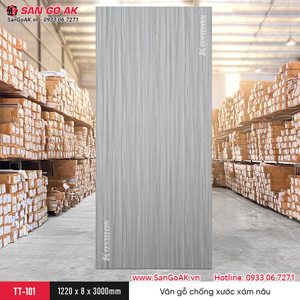 Tấm ốp than tre Kosmos vân gỗ chống xước xám nâu TT-101