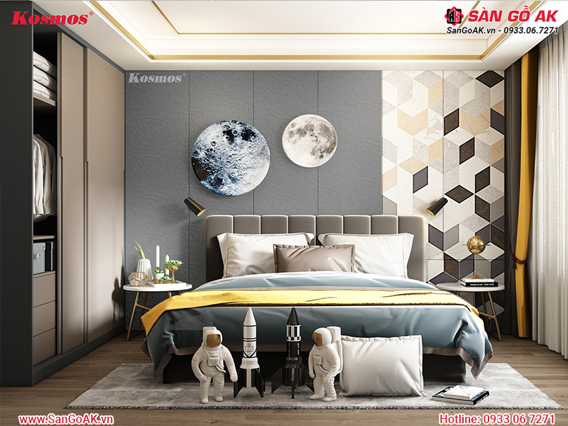 Tấm ốp than tre Kosmos vân kim loại biên dạng chiếc lá bạc TT-867