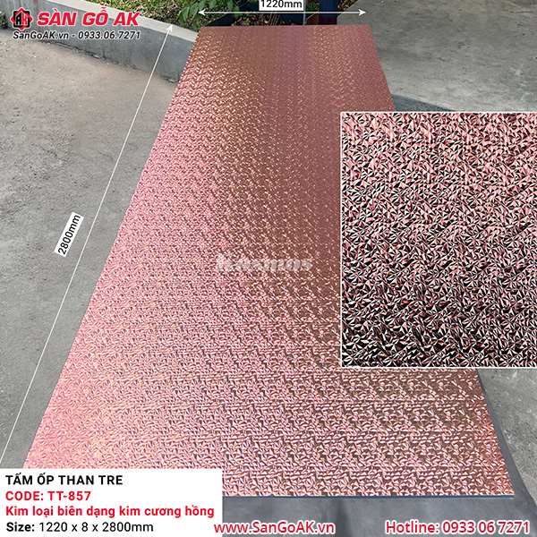 Tấm ốp than tre Kosmos vân kim loại biên dạng kim cương hồng TT-857