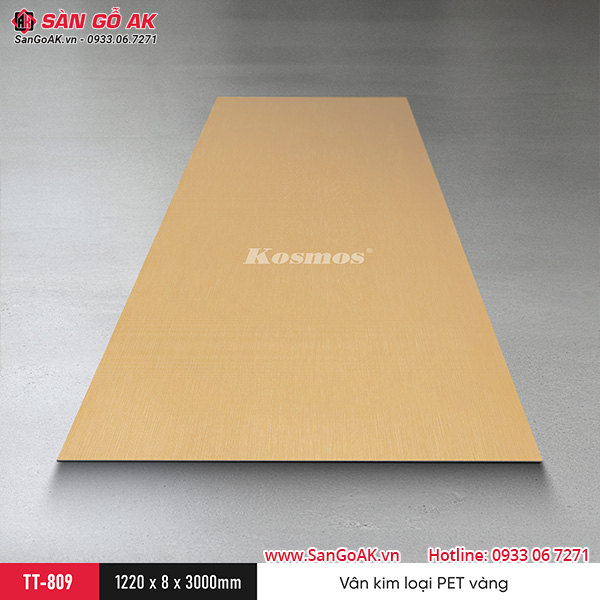 Tấm ốp than tre Kosmos vân kim loại PET vàng TT-809
