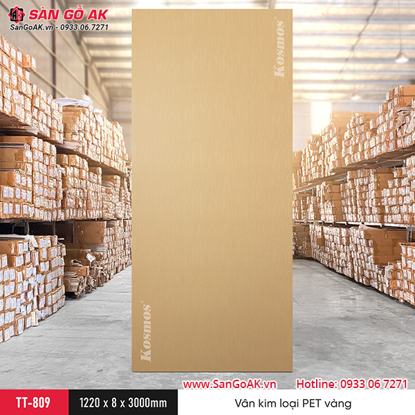 Tấm ốp than tre Kosmos vân kim loại PET vàng TT-809