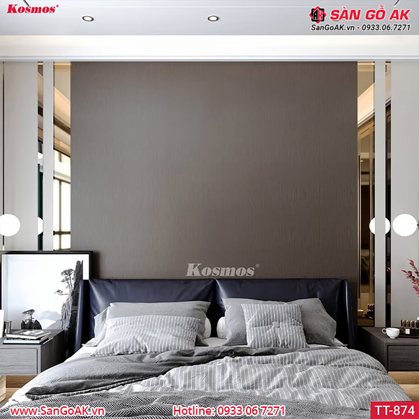 Tấm ốp than tre Kosmos vân kim loại PET xám xước TT-874