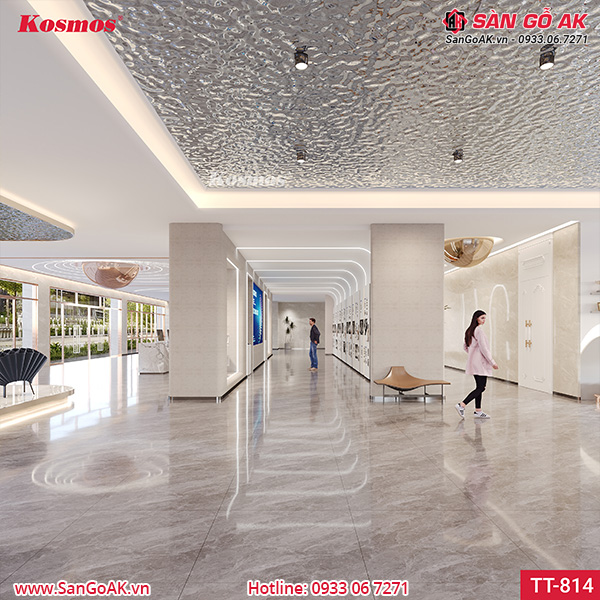 Tấm ốp than tre Kosmos sóng nước PET bạc TT-814
