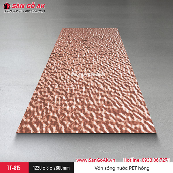 Tấm ốp than tre Kosmos sóng nước PET hồng trà TT-815
