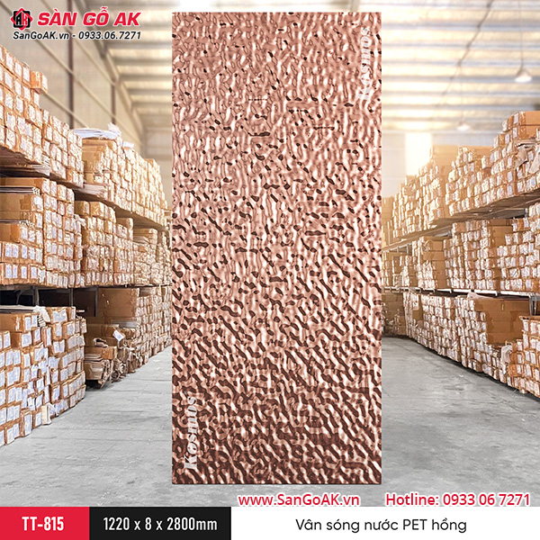 Tấm ốp than tre Kosmos sóng nước PET hồng trà TT-815