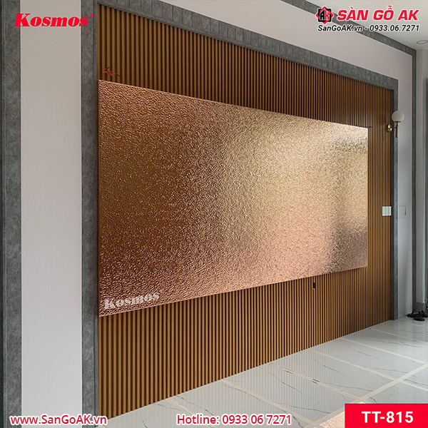Tấm ốp than tre Kosmos sóng nước PET hồng trà TT-815