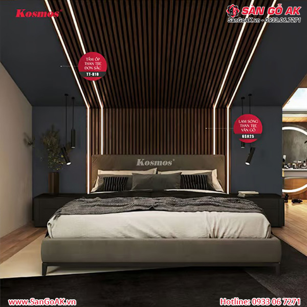 Tấm ốp than tre Kosmos đơn sắc xám TT-818