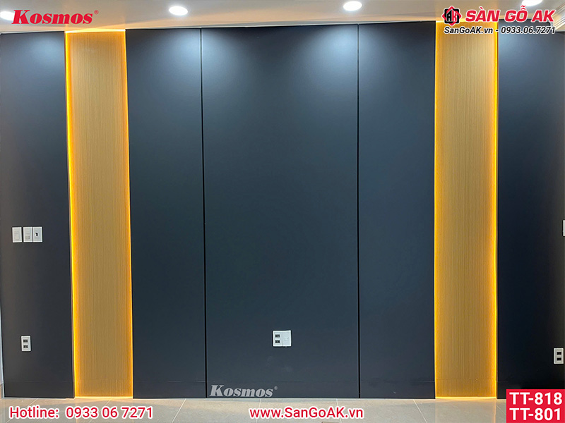 Tấm ốp than tre Kosmos đơn sắc xám TT-818