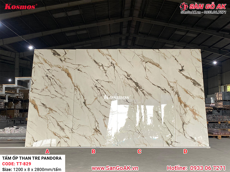Tấm ốp than tre Pandora Kosmos TT-829 vân đá mây ánh vàng