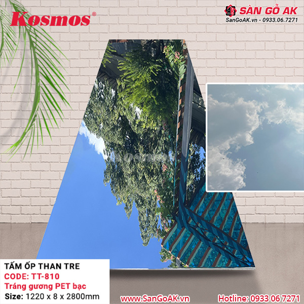 Tấm ốp than tre Kosmos tráng gương PET bạc TT-810