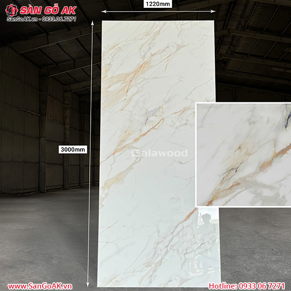 Tấm ốp than tre vân đá marble vân mây ánh vàng Galawood G-711