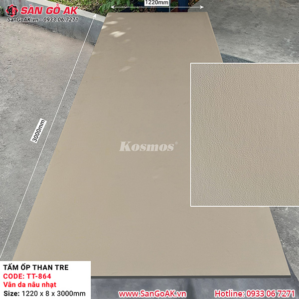 Tấm ốp than tre Kosmos vân da nâu nhạt TT-864