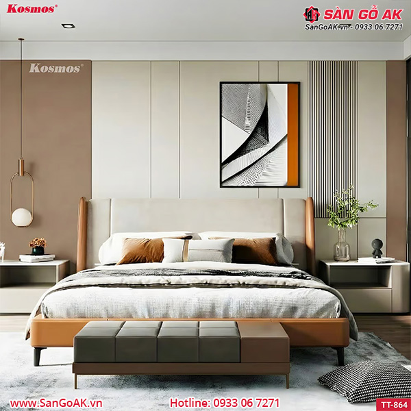 Tấm ốp than tre Kosmos vân da nâu nhạt TT-864