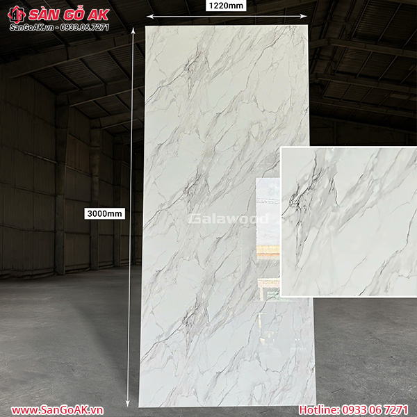 Tấm ốp than tre vân đá PET marble trắng khói Galawood G-714-1