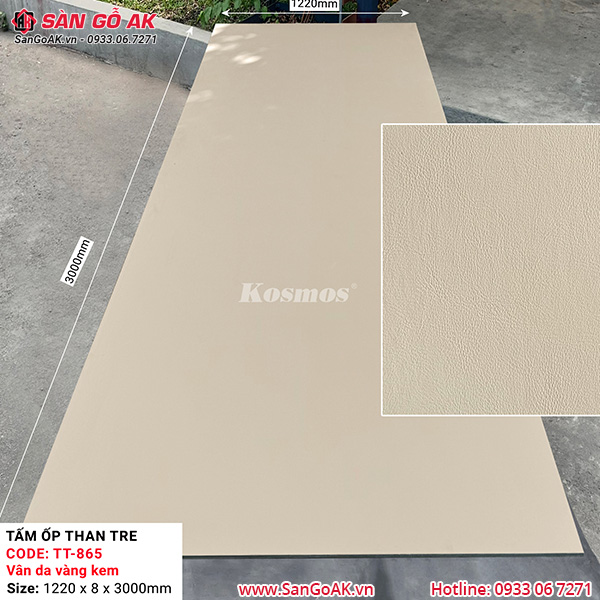Tấm ốp than tre Kosmos vân da vàng kem TT-865