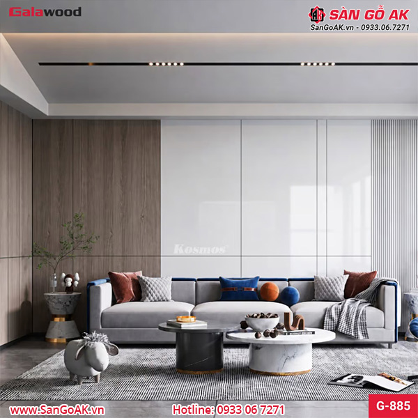Tấm ốp than tre vân đơn sắc PET trắng Galawood G-885