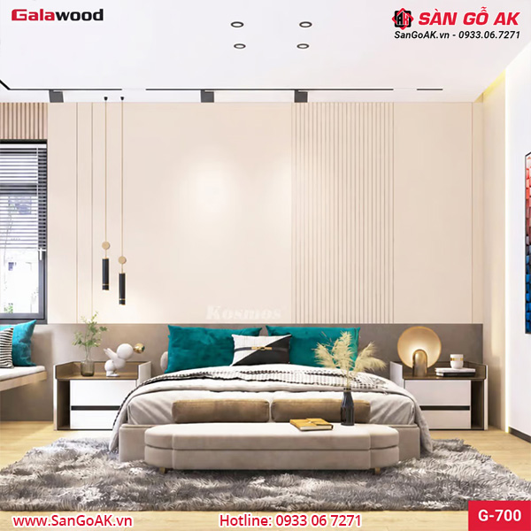 Tấm ốp than tre vân đơn sắc vàng kem Galawood G-700