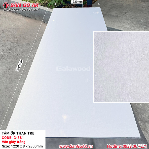 Tấm ốp than tre vân giấy trắng Galawood G-881