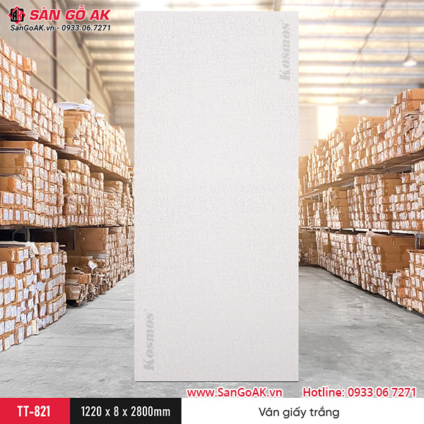 Tấm ốp than tre Kosmos vân giấy trắng TT-821