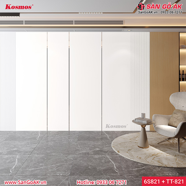 Tấm ốp than tre Kosmos vân giấy trắng TT-821