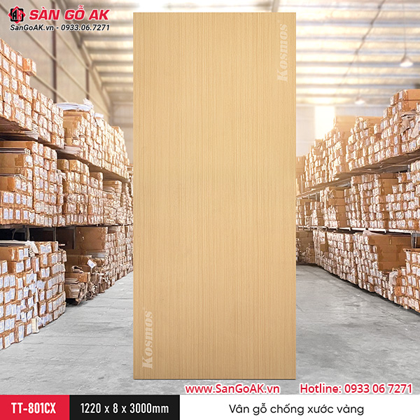 Tấm ốp than tre Kosmos vân gỗ chống xước vàng TT-801CX