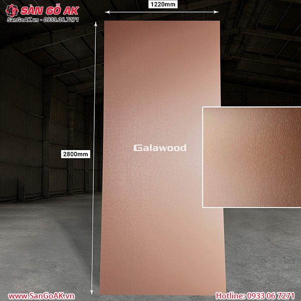 Tấm ốp than tre vân kim loại hồng trà xước dọc Galawood G-894