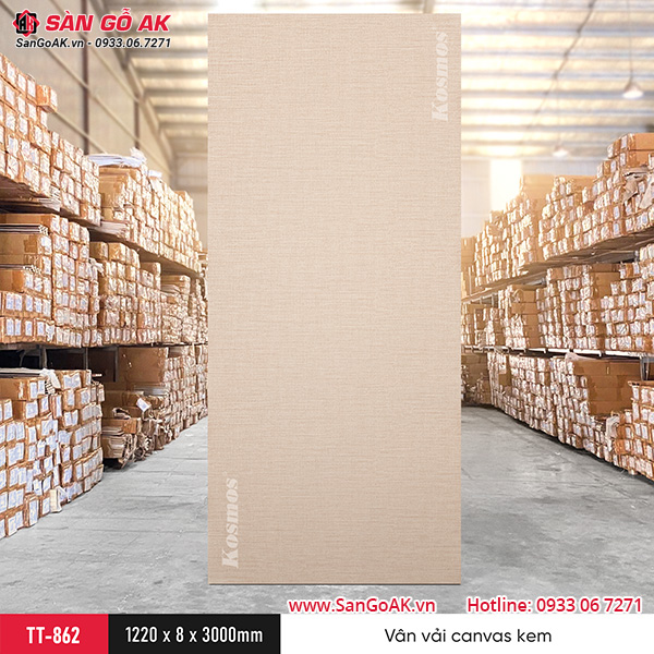 Tấm ốp than tre Kosmos vân vải canvas kem TT-862