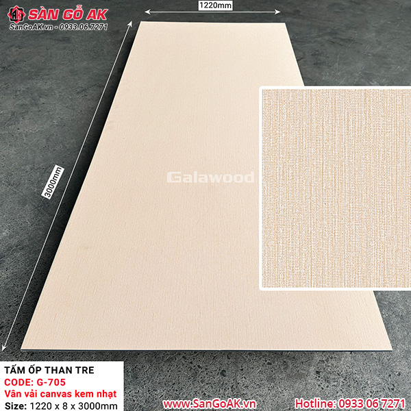 Tấm ốp than tre vân vải canvas kem nhạt Galawood G-705