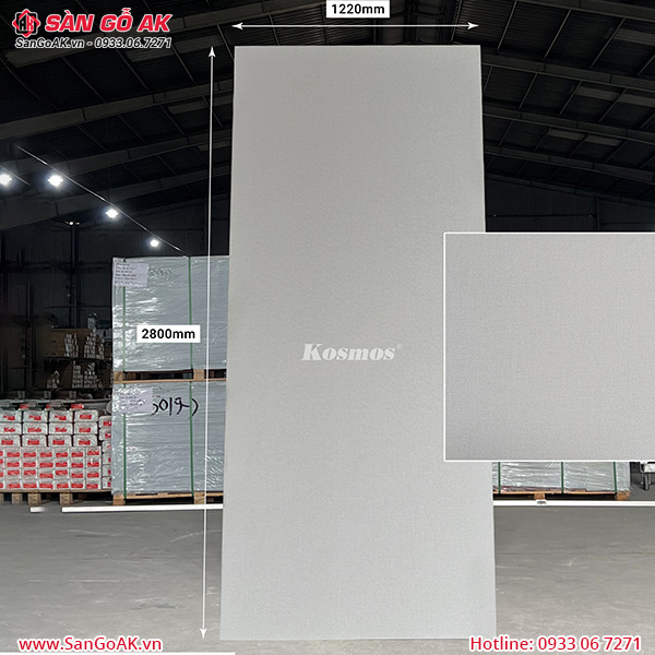 Tấm ốp than tre Kosmos vân vải canvas trắng xám TT-860