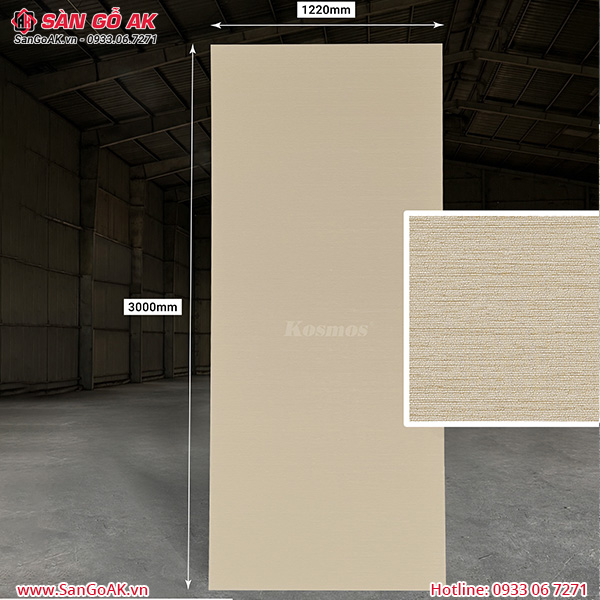 Tấm ốp than tre Kosmos vân vải canvas vàng kem vân ngang TT-880