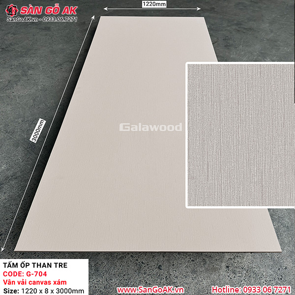 Tấm ốp than tre vân vải canvas xám Galawood G-704