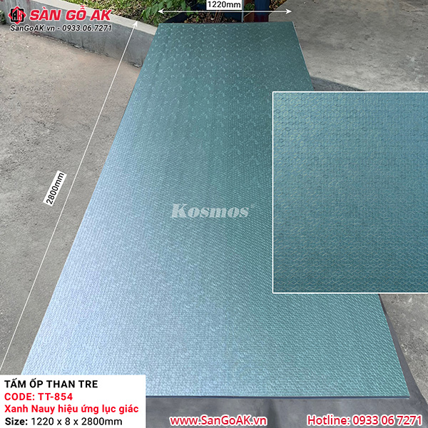 Tấm ốp than tre Kosmos vân vải canvas xanh Nauy lục giác TT-854