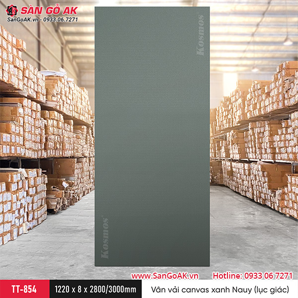 Tấm ốp than tre Kosmos vân vải canvas xanh Nauy lục giác TT-854