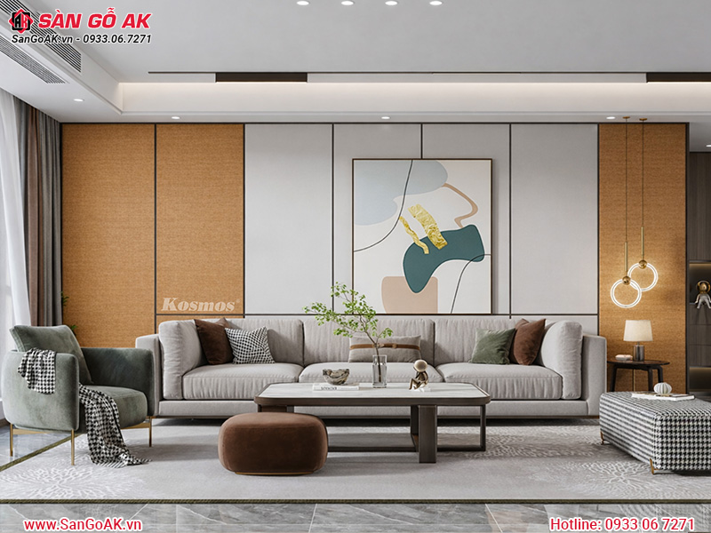 Tấm ốp than tre Kosmos vân vải nâu ánh kim TT-877