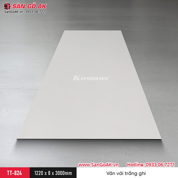 Tấm ốp than tre Kosmos vân vải trắng ghi TT-824