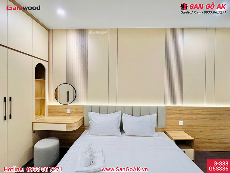 Tấm ốp than tre vân vải vàng ánh kim Galawood G-888