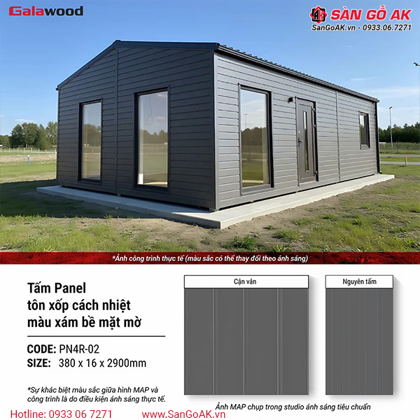 Tấm Panel Cách Nhiệt 4 Rãnh PN4R-02 Màu Xám Mờ