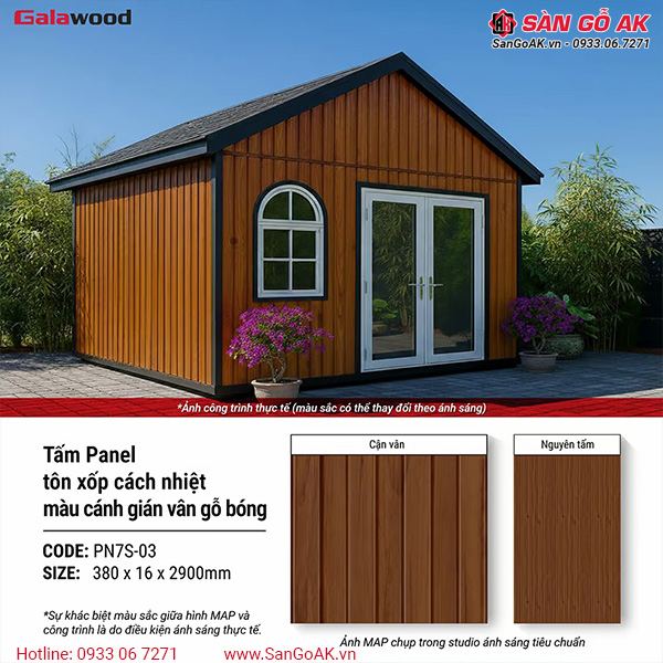 Tấm Panel Cách Nhiệt 7 Sóng PN7S-03 Màu Cánh Gián